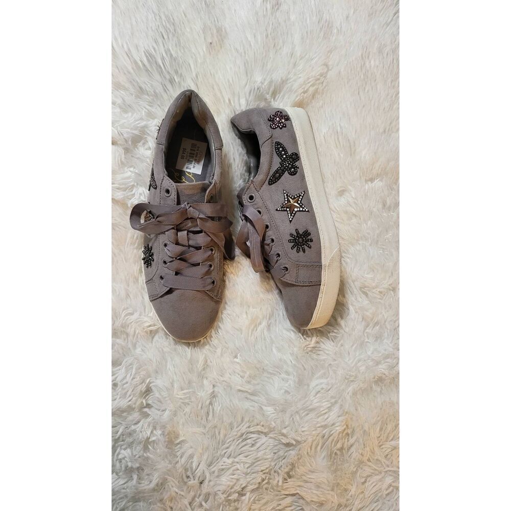 Women's embellished gray suede bling sneaker 7